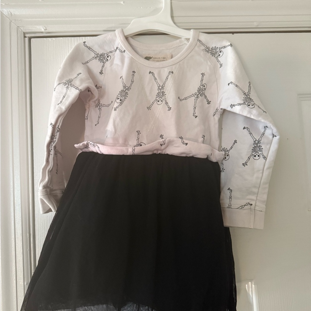 Skeleton Dance Long Sleeve Dress for Kids - Black and White
